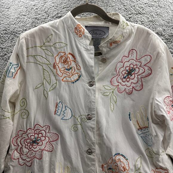 Vintage Alex Kim Women's Large Floral Embroidered Jacket Button Up Lined‎ EUC - Picture 2 of 11